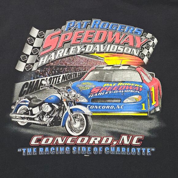 Harley Davidson Shirt Mens XL Skull Wings Pat Rogers Speedway Concorde NC Biker - Picture 6 of 12